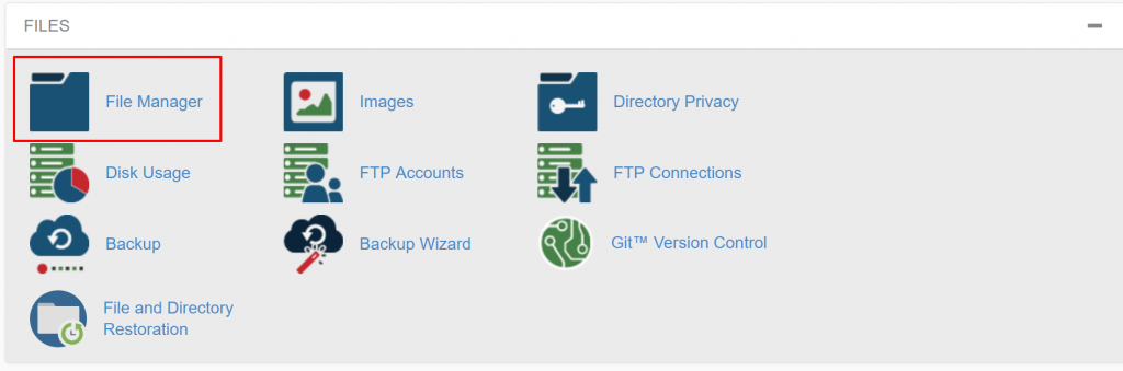 cpanel vers le gestionnaire de fichiers pour utiliser .htaccess pour la redirection joker