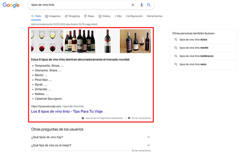 los Snippets destacados de Google